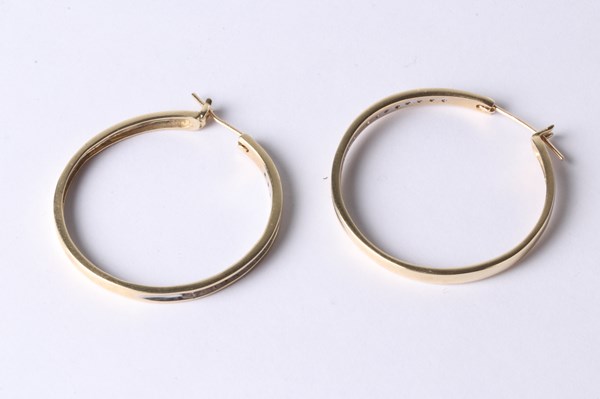 Lot 1031 - GOLD & DIAMOND EARRINGS