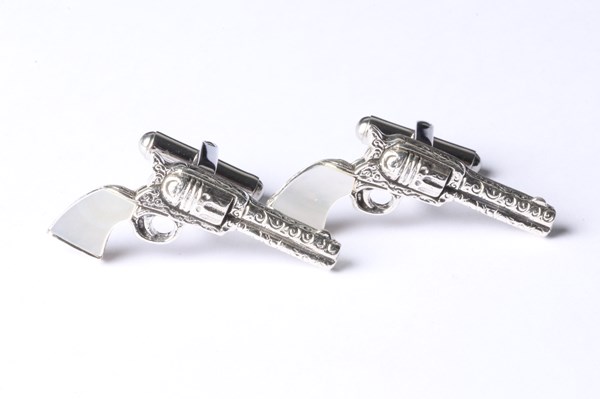 Lot 1127 - SILVER CUFFLINKS