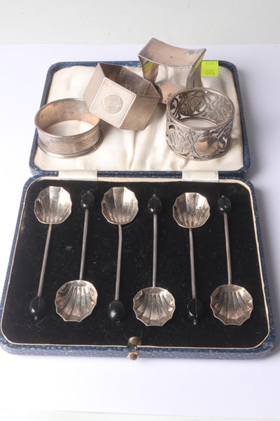 Lot 1073 - SPOONS & NAPKIN RINGS