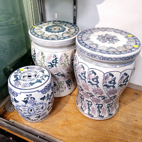 Lot 1322 - CERAMIC GARDEN STOOLS