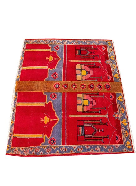 Lot 11 - PERSIAN PICTORIAL PRAYER RUG