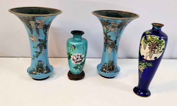 Lot 1362 - CLOISONNE VASES