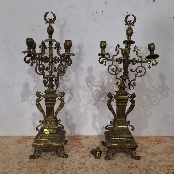 Lot 196 - PAIR OF CANDELABRAS