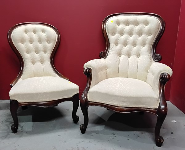 Lot 62 - GRANDMOTHER AND GRANDFATHER CHAIRS