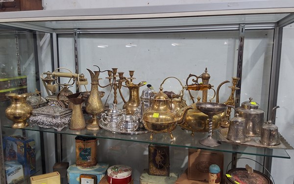 Lot 1411 - BRASS AND SILVER PLATE