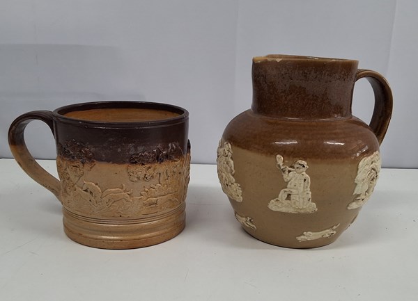 Lot 1344 - STONEWARE MUG & JUG