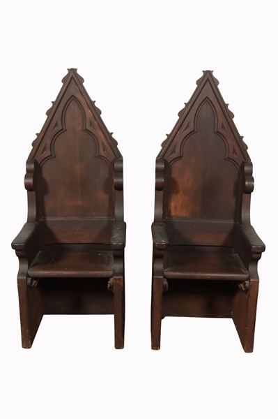 Lot 24 - PAIR OF BISHOP'S THRONE CHAIRS