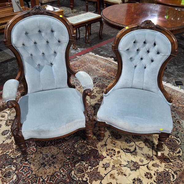 Lot 10 - GRANDMOTHER AND GRANDFATHER CHAIRS