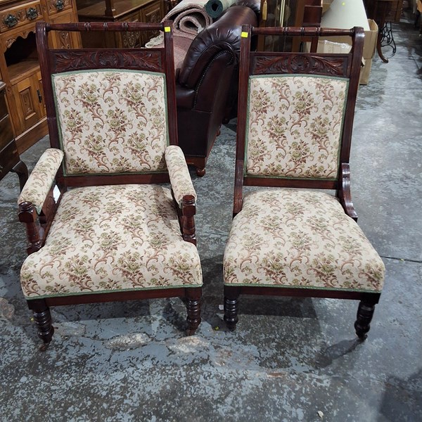 Lot 213 - GRANDFATHER GRANDMOTHER CHAIR