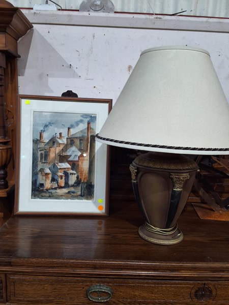 Lot 228 - LAMP AND ART WORK