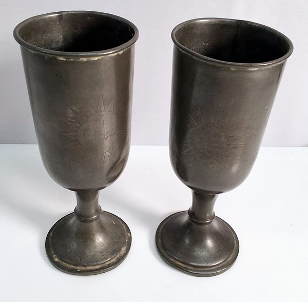 Lot 1252 - PEWTER GOBLETS