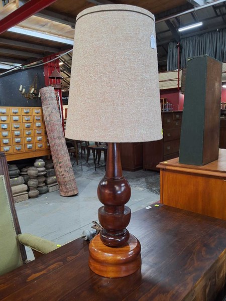 Lot 62 - TIMBER LAMP WITH SHADE