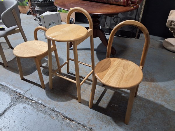 Lot 398 - CHAIR AND STOOLS