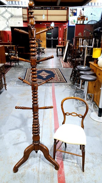 Lot 38 - COAT RACK AND SIDE CHAIR