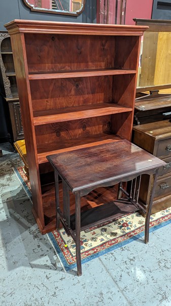 Lot 182 - BOOKSHELF AND LAMP TABLE