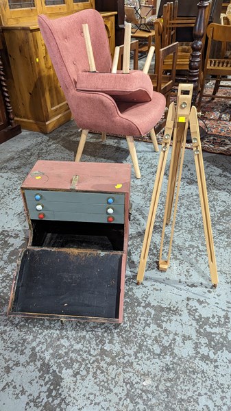 Lot 227 - WORKSHOP CABINET AND EASEL