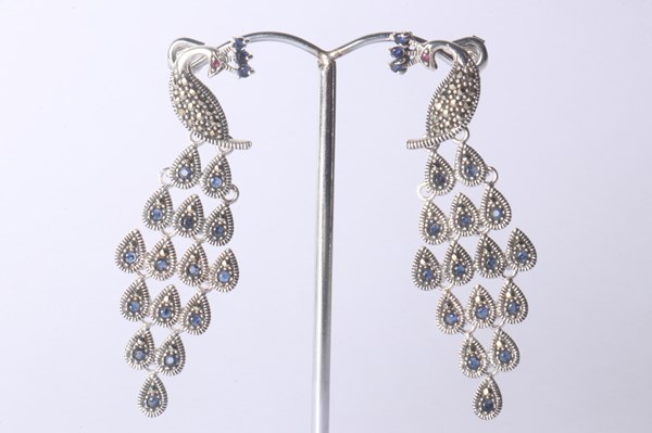 Lot 1010 - PEACOCK EARRINGS