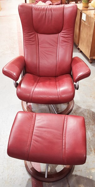 Lot 78 - ARM CHAIR AND STOOL