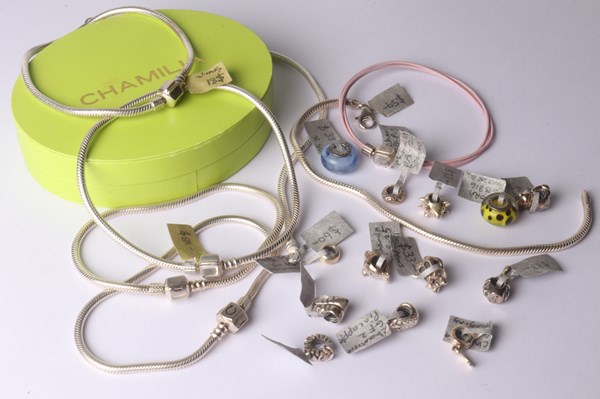 Lot 1026 - STERLING SILVER CHARM BRACELETS