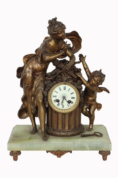 Lot 40 - FIGURAL SPELTER CLOCK