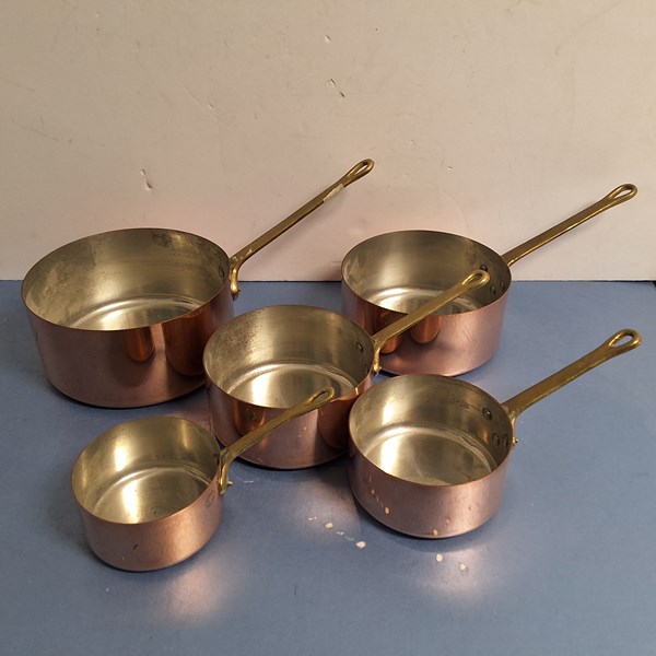 Lot 1210 - COPPER SAUCEPANS