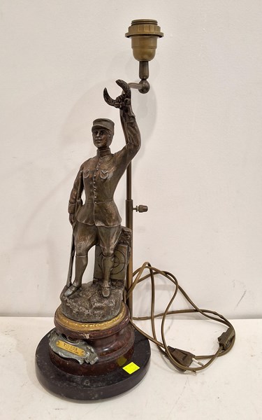 Lot 1399 - SPELTER LAMP