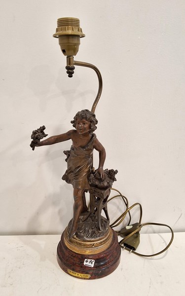 Lot 1398 - SPELTER LAMP