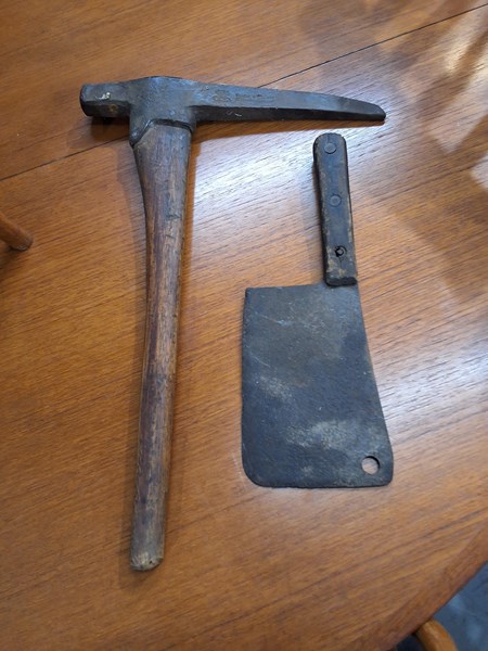 Lot 270 - SPIKE HAMMER AND MEAT CLEAVER