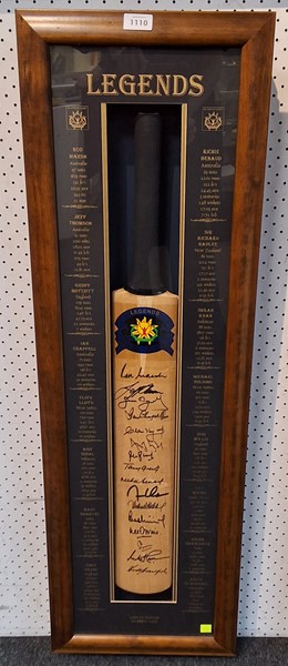 Lot 1110 - FRAMED CRICKET BAT