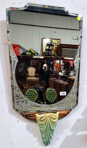 Lot 330 - WALL MIRROR AND POCKET