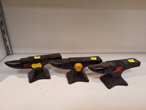 Lot 1457 - THREE VINTAGE STYLE ANVILS