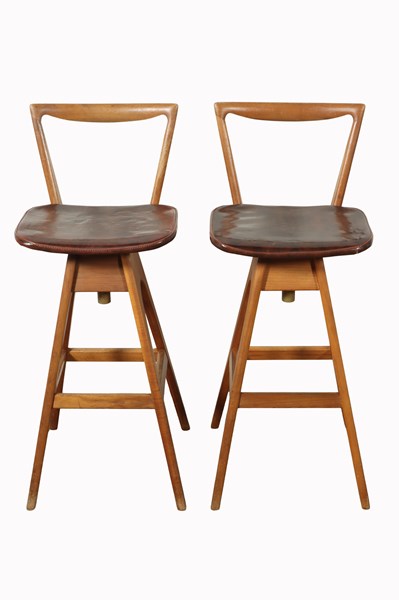 Lot 6 - PAIR OF "DANISH" BAR STOOLS