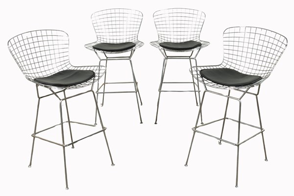 Lot 129 - SET OF WIREFRAME STOOLS