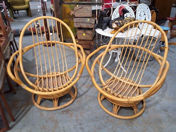 Lot 323 - CANE ARMCHAIRS