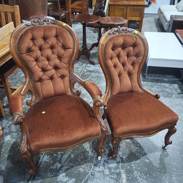 Lot 162 - GRANDFATHER AND GRANDMOTHER CHAIRS