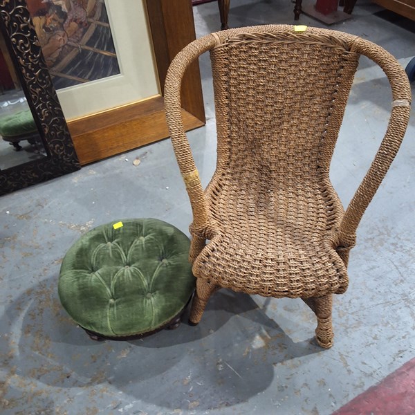 Lot 118 - CHAIR AND STOOL