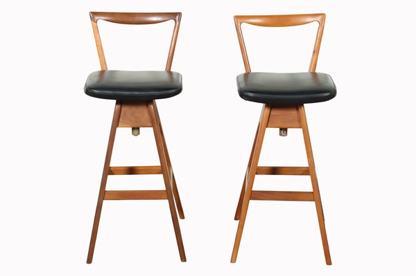 Lot 108 - PAIR OF "DANISH" BAR STOOLS