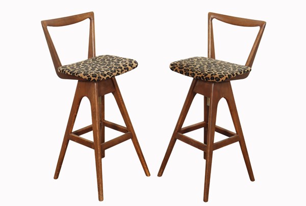 Lot 58 - PAIR OF "DANISH" BAR STOOLS