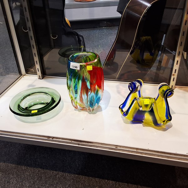 Lot 1196 - COLOURFUL GLASSWARE