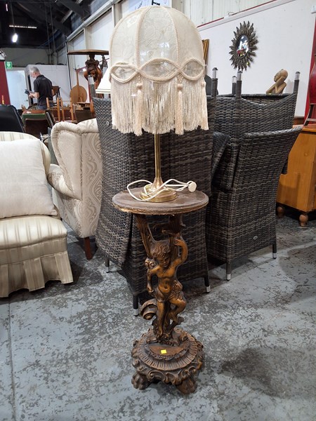 Lot 166 - LAMP & TABLE