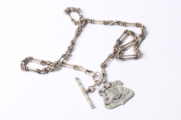 Lot 1038 - STERLING SILVER WATCH CHAIN