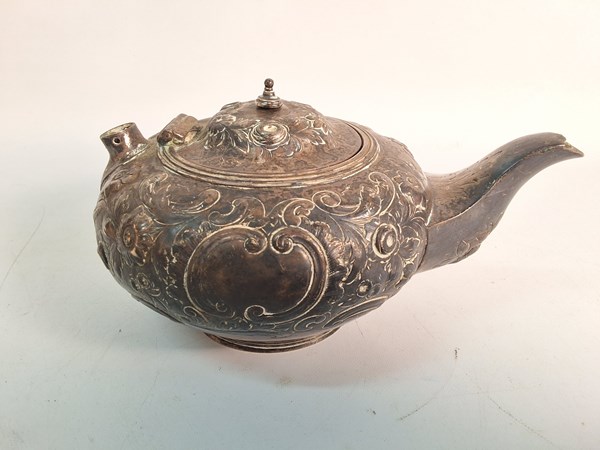 Lot 1035 - STERLING SILVER TEAPOT