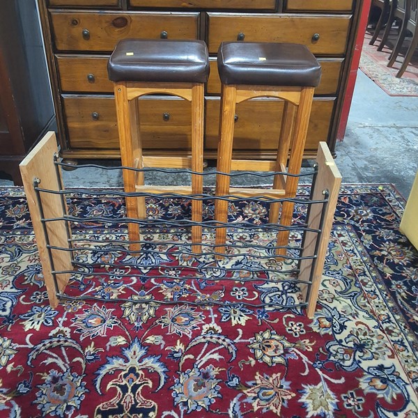 Lot 325 - BAR STOOLS AND WINE RACK