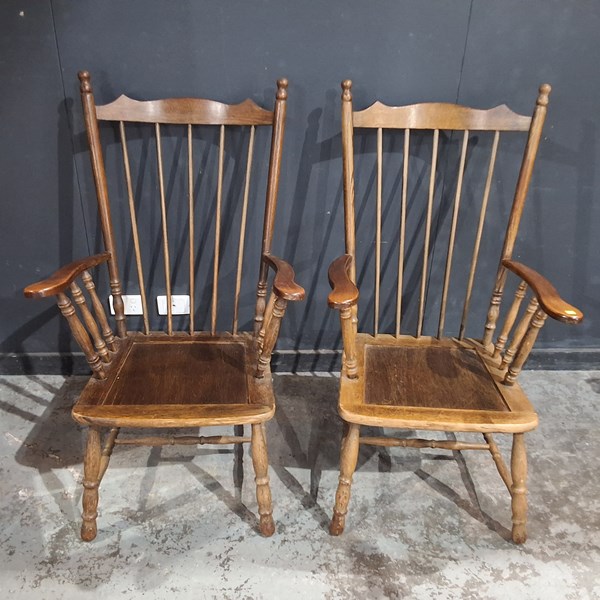 Lot 251 - PAIR OF OAK CHAIRS