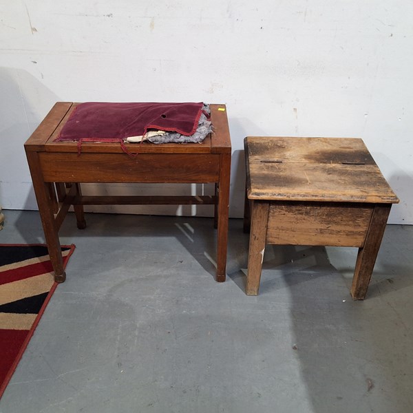 Lot 339 - PIANO STOOL & SHOE SHINE BOX