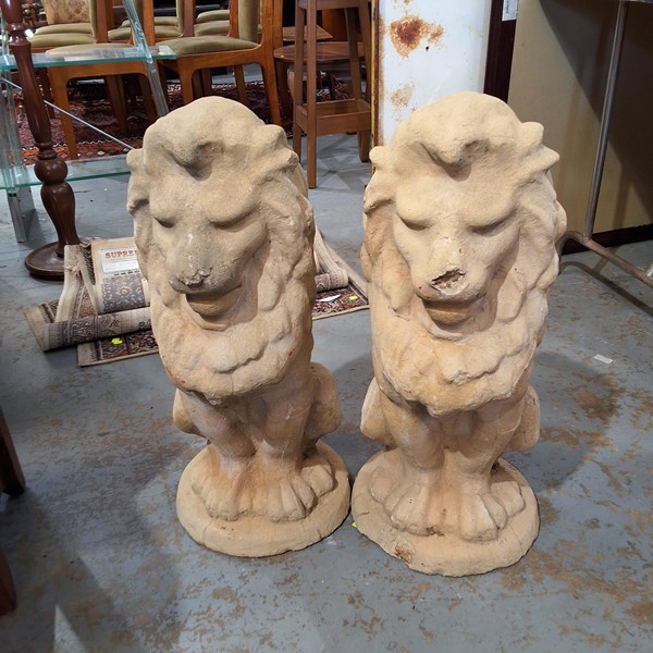 Lot 296 - PAIR OF ENTRANCE LIONS