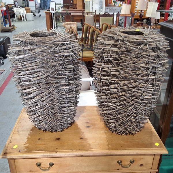 Lot 280 - PAIR OF STICKWORK PLANTER'S