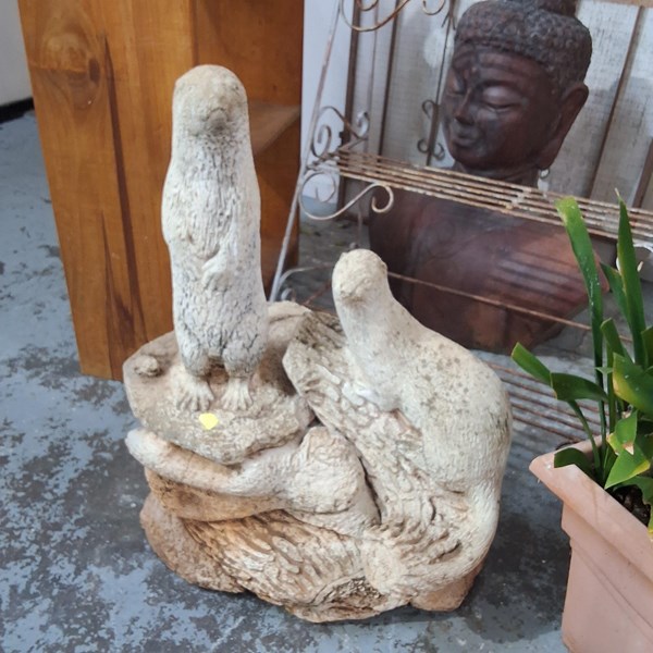 Lot 305 - CONCRETE OTTERS GARDEN ORNAMENT