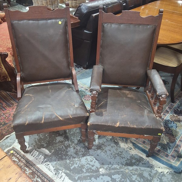 Lot 171 - GRANDFATHER GRANDMOTHER CHAIRS