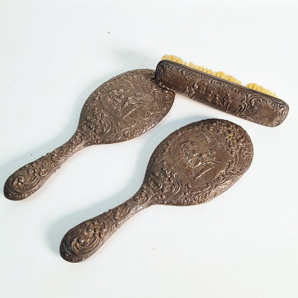 Lot 1040 - SILVER DRESSING TABLE SET